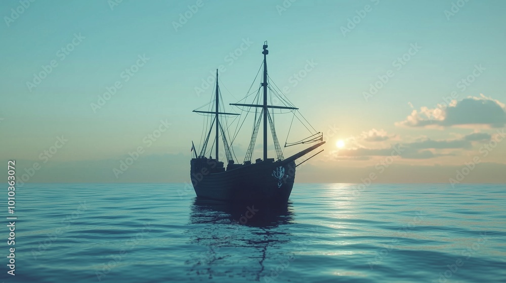 Aerial view of ship sailing in blue water ocean for journey marine transportation Aerial view of ship sailing in blue water ocean for journey marine transportation