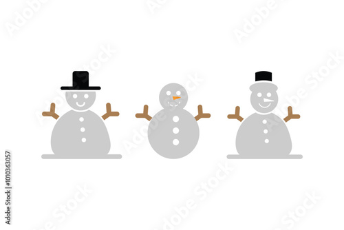 Snowman icon logo design template isolated set