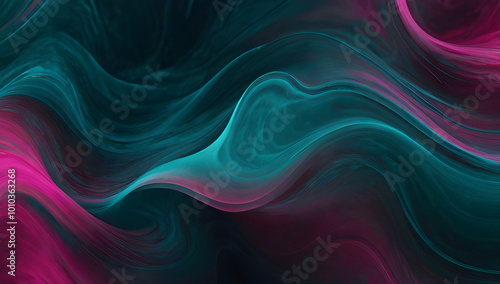 Flowing abstract shapes in teal and magenta tones