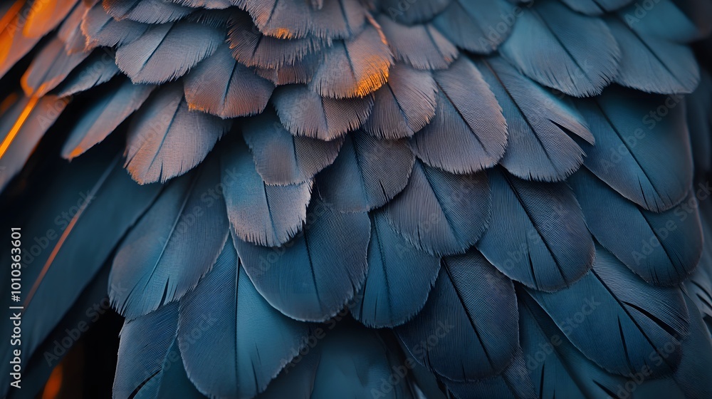 Fototapeta premium Blue Bird Feathers Close Up