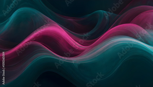 Abstract flowing waves of teal and magenta hues