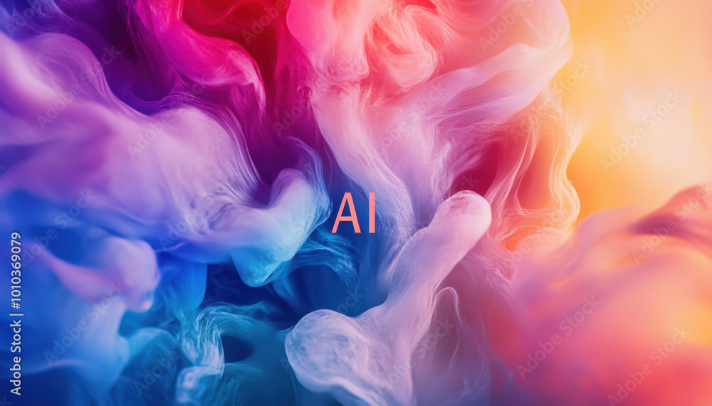 Colorful swirling smoke with AI text in vibrant hues of purple, blue, and orange, creating a dynamic and futuristic atmosphere. Colorful swirling smoke with AI text in vibrant hues of purple, blue, and orange, creating a dynamic and futuristic atmosphere.