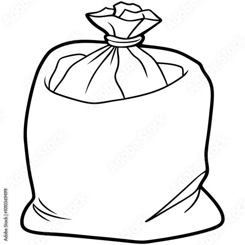 garbage bag filled with trash outline coloring book page line art drawing