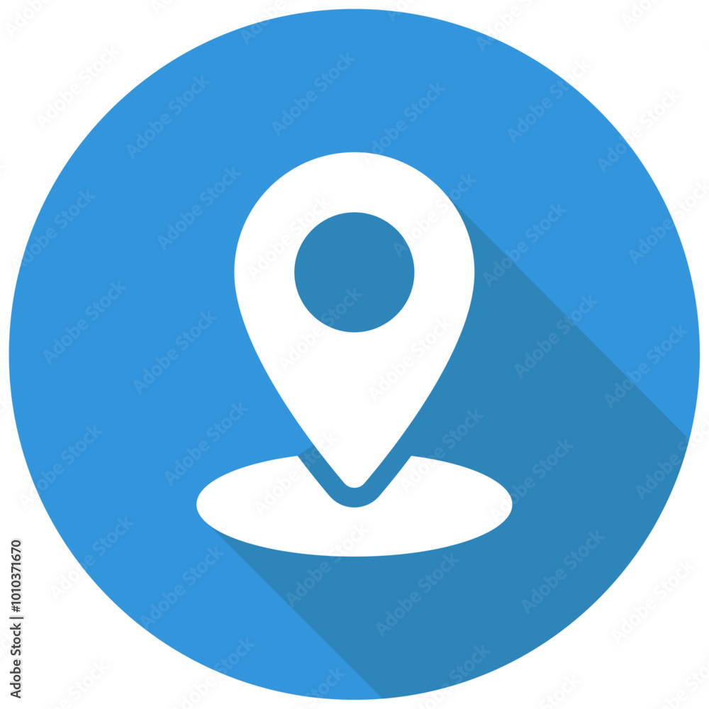 Maps with Circle Blue Circle Icon with Dark Blue Shadow Isolated on White Background Maps with Circle Blue Circle Icon with Dark Blue Shadow Isolated on White Background