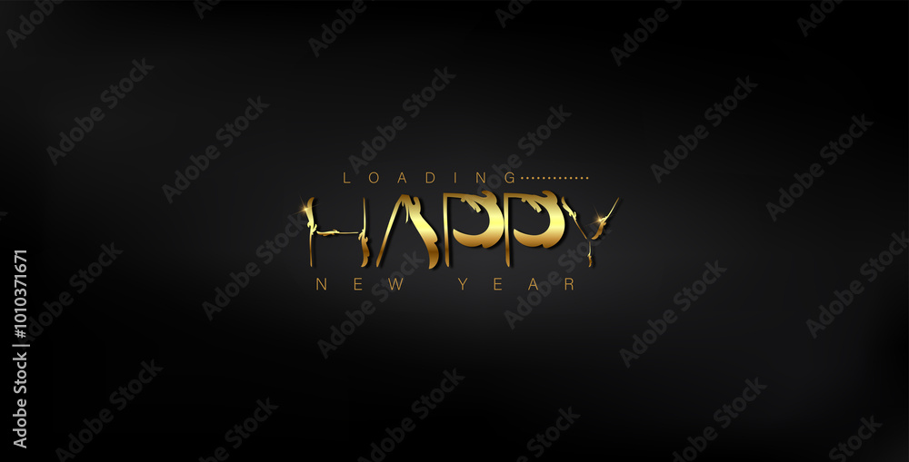 Festive Happy New Year lettering on a black background, represents the excitement and optimism of the new year ahead Festive Happy New Year lettering on a black background, represents the excitement and optimism of the new year ahead