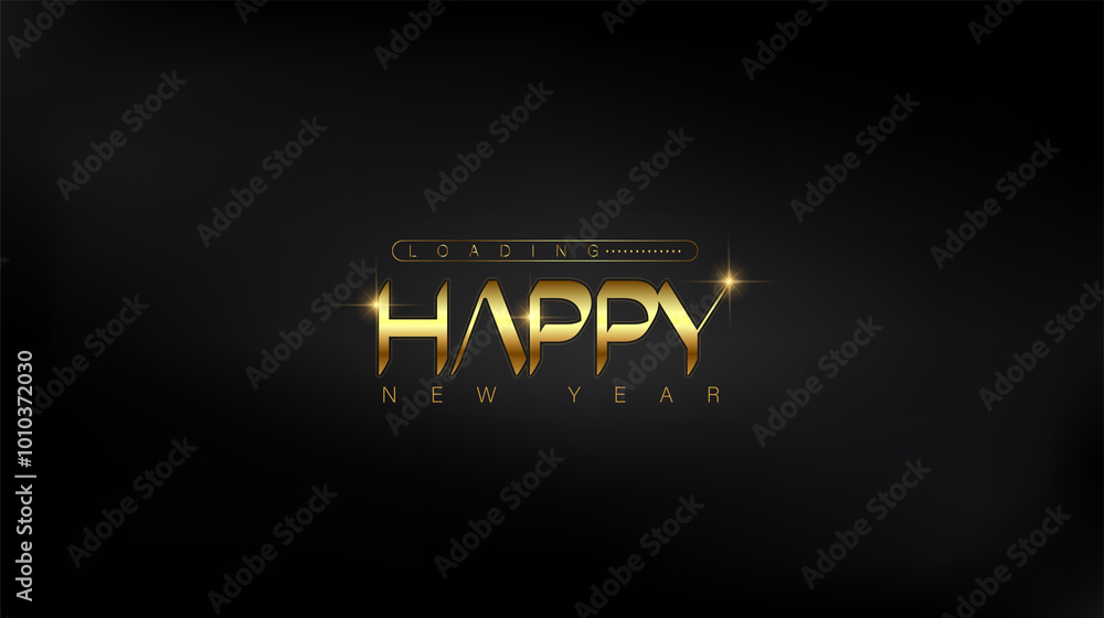 Festive Happy New Year lettering on a black background, represents the excitement and optimism of the new year ahead Festive Happy New Year lettering on a black background, represents the excitement and optimism of the new year ahead