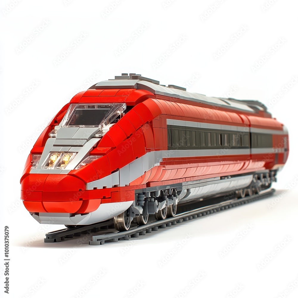 A detailed model of a sleek red high-speed train, showcasing design and engineering. A detailed model of a sleek red high-speed train, showcasing design and engineering.