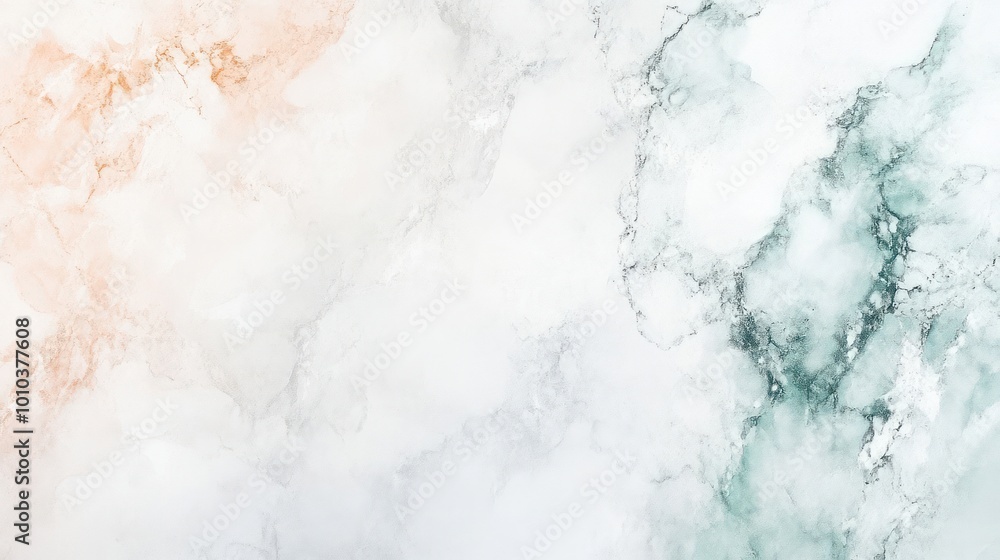Abstract white marble background with green and pink hues. Abstract white marble background with green and pink hues.