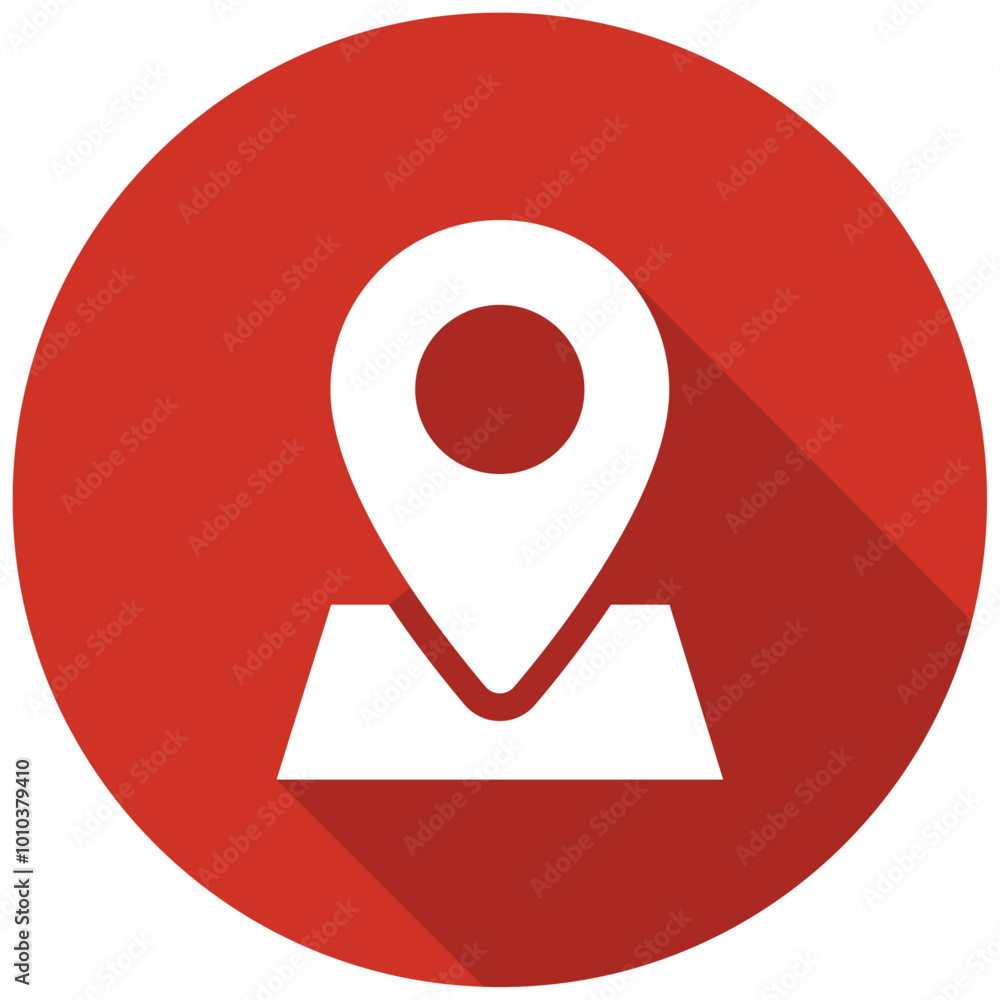 Maps with Trapezoid Red Circle Icon with Dark Red Shadow Isolated on White Background Maps with Trapezoid Red Circle Icon with Dark Red Shadow Isolated on White Background