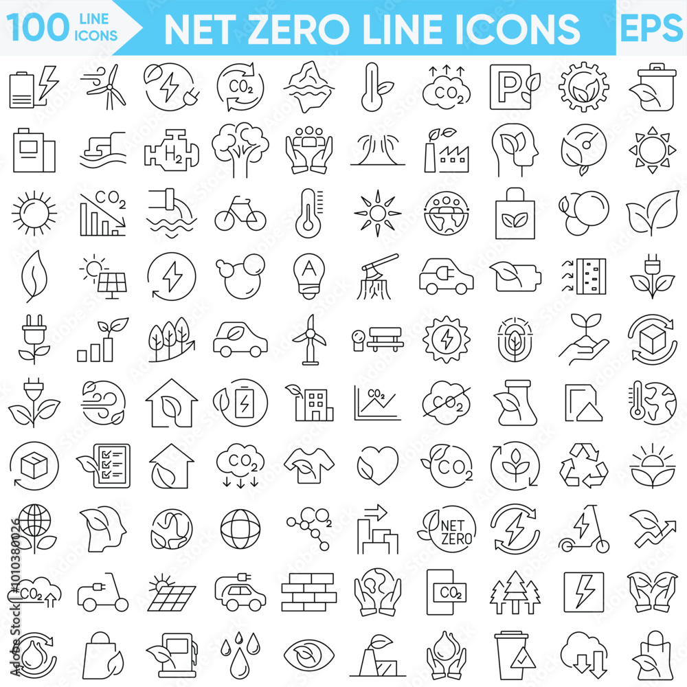Net Zero Line Icons Vector And Illustrator Net Zero Line Icons Vector And Illustrator