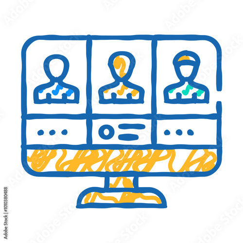 attendee networking doodle icon sketch vector. attendee networking sign. isolated symbol illustration