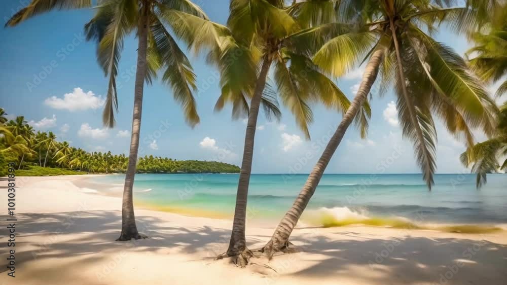 Beach summer vacations concept background Nature frame of coconut palm trees on the beach sand Beautiful sea beach landscape background. Beach summer vacations concept background Nature frame of coconut palm trees on the beach sand Beautiful sea beach landscape background.