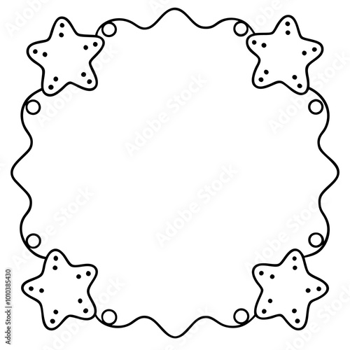 gingerbread cookies arch frame border outline coloring book page line art drawing