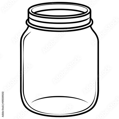 glass mason jar outline coloring book page line art drawing