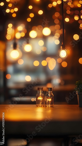 Warm glowing lightbulbs and bokeh lights create a cozy ambiance in a dimly lit space, evoking feelings of comfort and intimacy in this atmospheric scene.