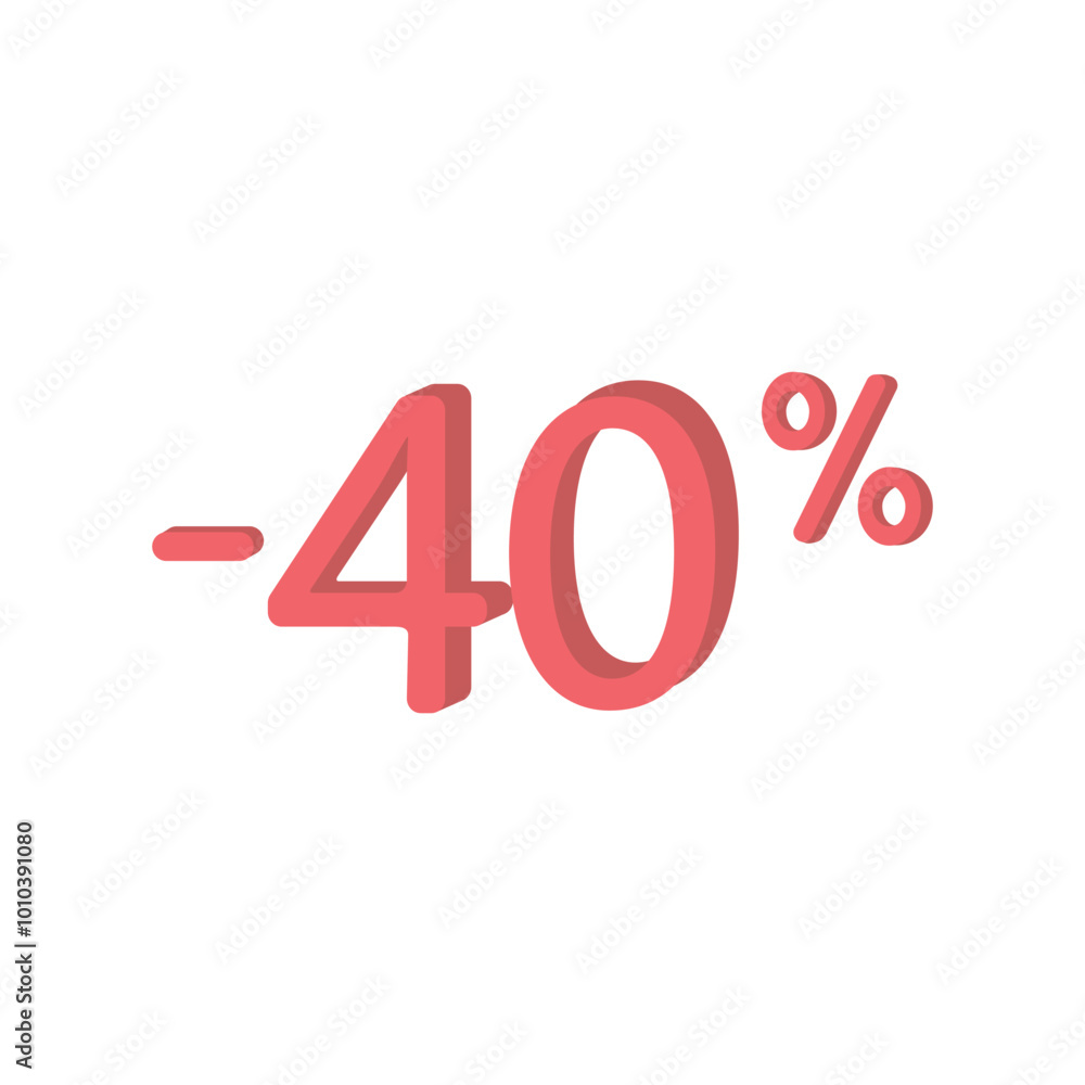 minus 40 % percent, discount sign. Marketing, adv, element, sale, decrease, price, gift, depreciation, reduction on isolated background Vector illustration minus 40 % percent, discount sign. Marketing, adv, element, sale, decrease, price, gift, depreciation, reduction on isolated background Vector illustration