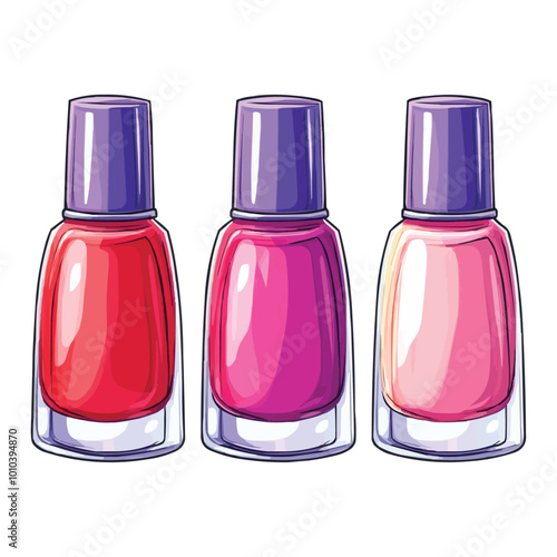 set of Nail polish bottles in various colors, vector illustration