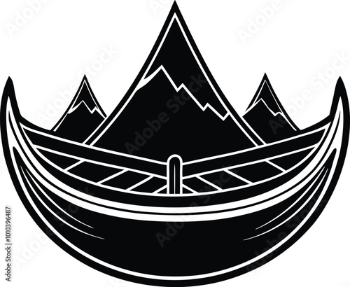 canoe silhouette icon vector illustration template in white background