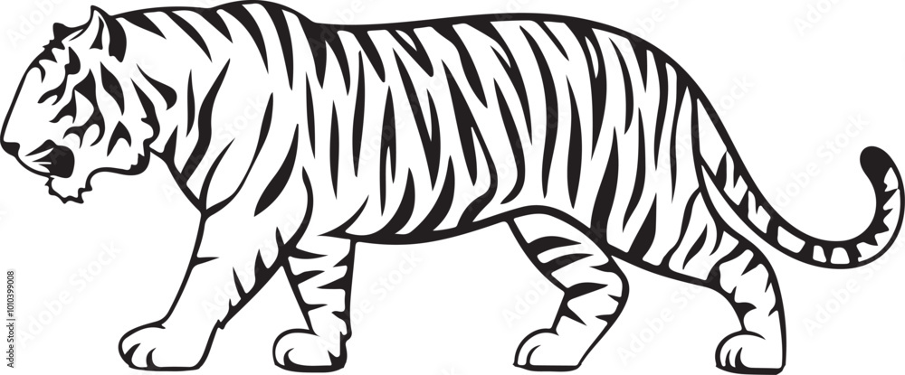 Majestic Tiger Illustration in Black and White | Wild Animal Art Majestic Tiger Illustration in Black and White | Wild Animal Art