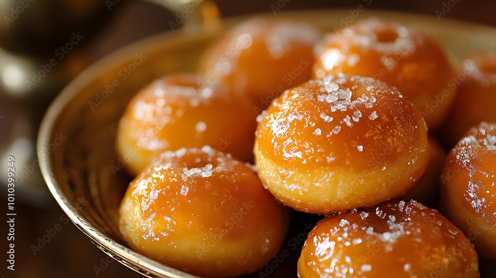 Golden brown balushahi sweets with a sugar glaze Golden brown balushahi sweets with a sugar glaze