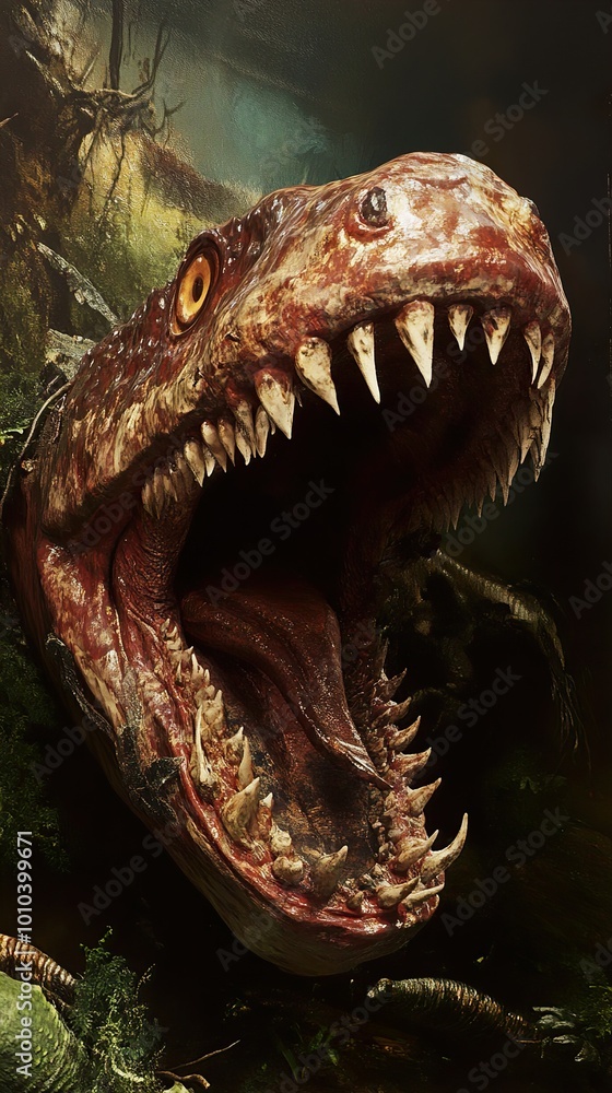 Ferocious Monster with Sharp Teeth and Open Mouth Ferocious Monster with Sharp Teeth and Open Mouth