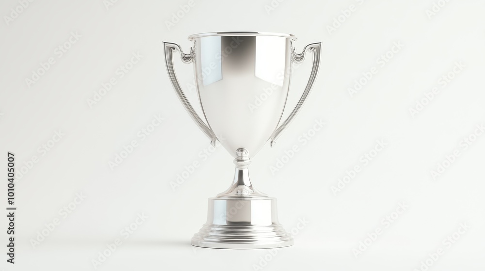 A silver trophy cup with a silver base A silver trophy cup with a silver base