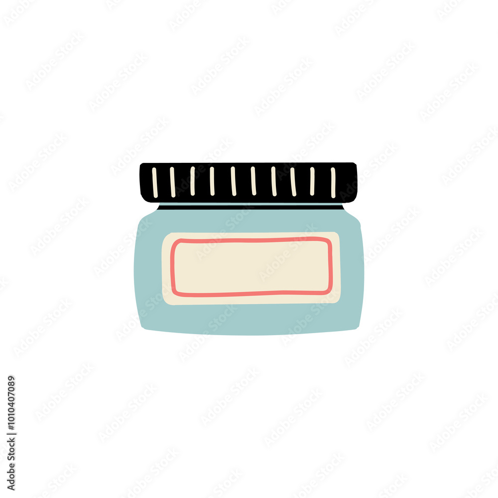 Cream doodle bottle. Beauty skincare product. Makeup cosmetic jar. Vector skin care illustration Cream doodle bottle. Beauty skincare product. Makeup cosmetic jar. Vector skin care illustration