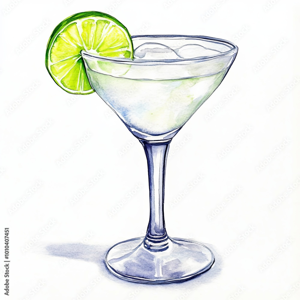 Refreshing margarita cocktail with lime garnish Refreshing margarita cocktail with lime garnish