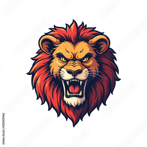 aggressive lion head mascot vector illustration photo