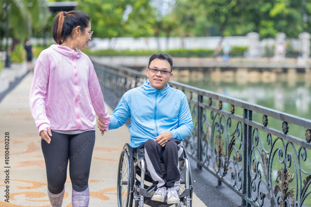 Outdoor Stroll with Wheelchair Companion Outdoor Stroll with Wheelchair Companion