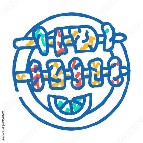 paneer tikka indian cuisine doodle icon sketch vector. paneer tikka indian cuisine sign. isolated symbol illustration