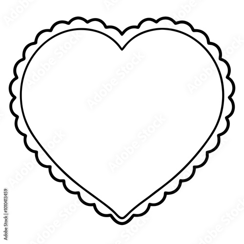 heart scallop frame doodle outline coloring book page line art drawing