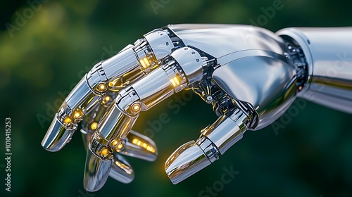 Futuristic Robotic Hand with Glowing Joints Technology Innovation Artificial Intellige photo