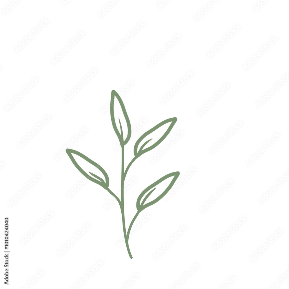 Colored line art leaf illustration 