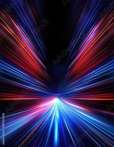 Abstract light streaks in blue & red