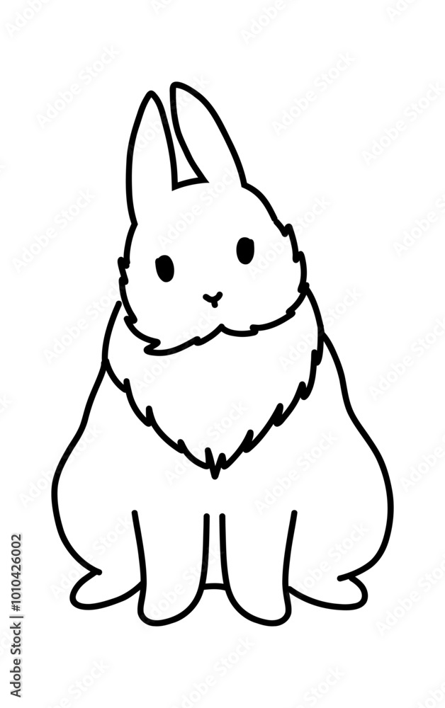 Fotografie Cartoon rabbit. Simple doodle hand drawn bunny. Vector sketch