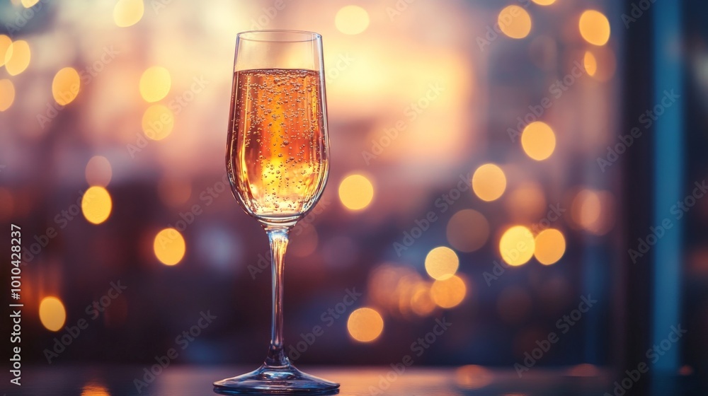 Champagne glass against a background of warm lights Champagne glass against a background of warm lights