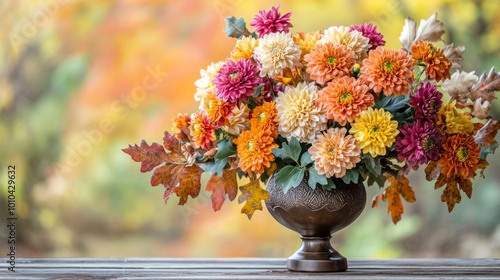 Wallpaper Mural Autumnal Dahlia Bouquet in an Ornate Vase Torontodigital.ca