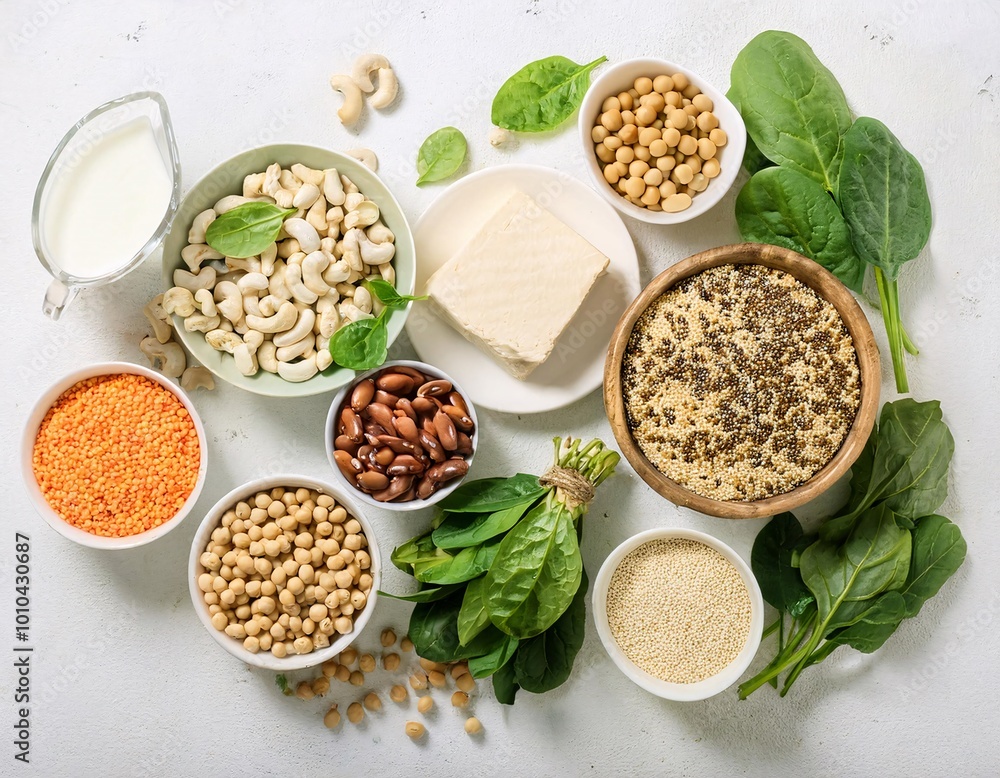 Vegetable protein for vegan and healthy diets. tofu, vegan milk, beans, lentils and almonds, Vegetable protein for vegan and healthy diets. tofu, vegan milk, beans, lentils and almonds,