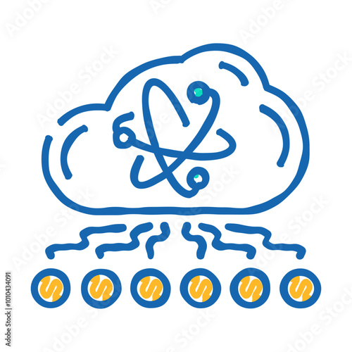 cloud computin quantum technology doodle icon sketch vector. cloud computin quantum technology sign. isolated symbol illustration