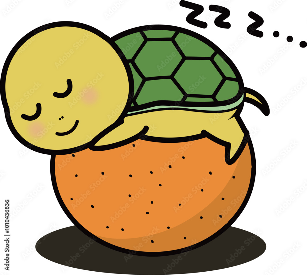 みかんの可愛い・ゆるい亀のキャラクターイラスト みかんの可愛い・ゆるい亀のキャラクターイラスト