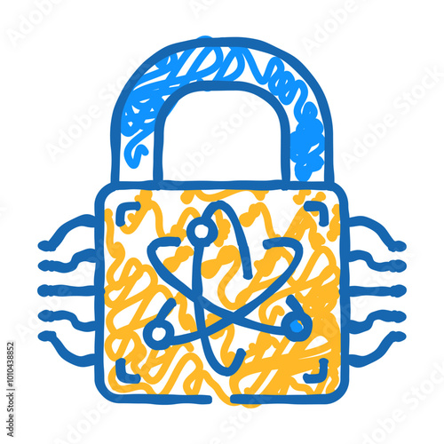 cryptography quantum technology doodle icon sketch vector. cryptography quantum technology sign. isolated symbol illustration