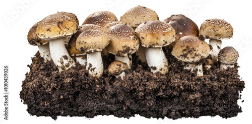 Freshly picked porcini mushrooms, quantity of edible mushrooms, on isolated white background.