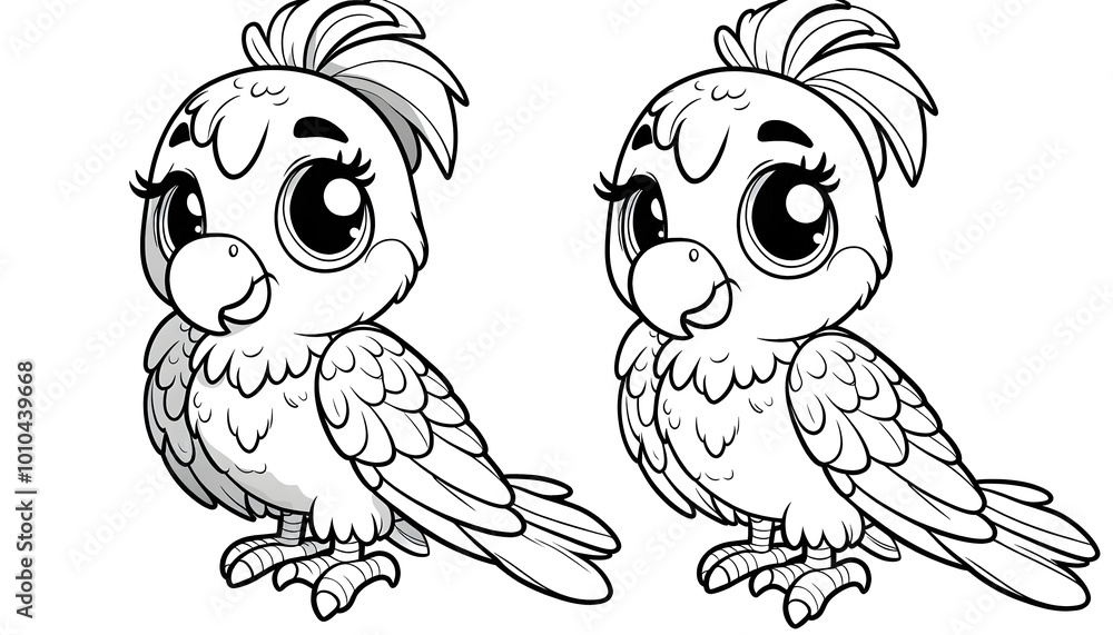 Colouring Page Black Ink drawing on a white page of cute Macau Colouring Page Black Ink drawing on a white page of cute Macau