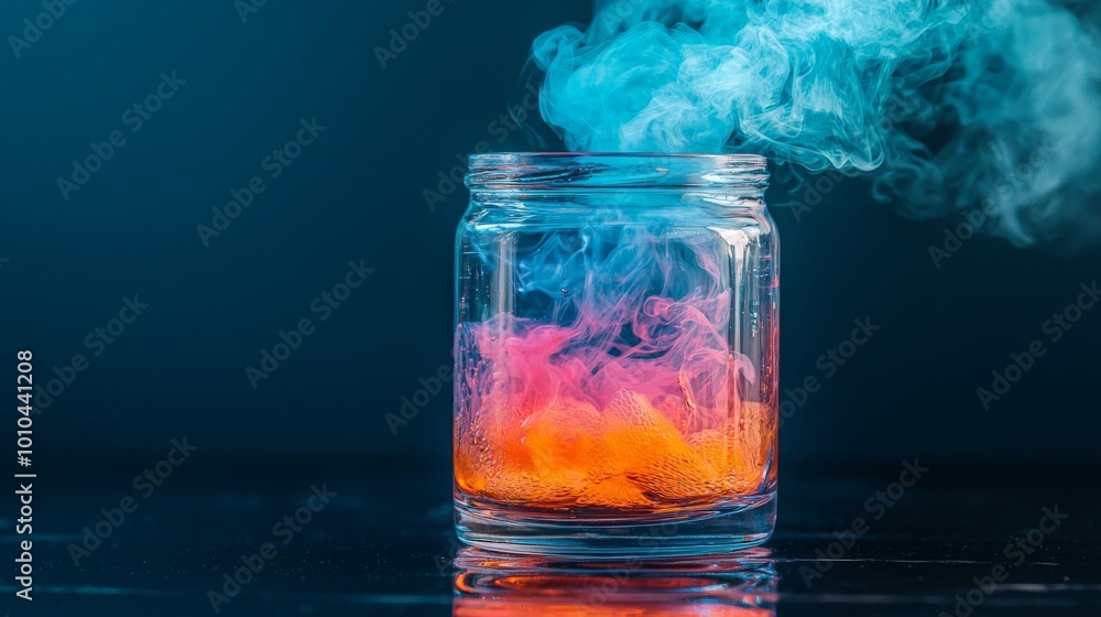 Colorful Smoke Filling a Jar in Abstract Style Colorful Smoke Filling a Jar in Abstract Style