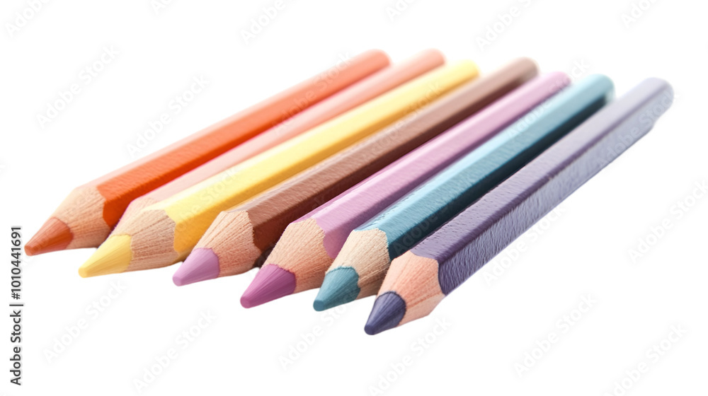 Arrange of sharpened color pencil on white and transparent background. PNG cutout. Arrange of sharpened color pencil on white and transparent background. PNG cutout.