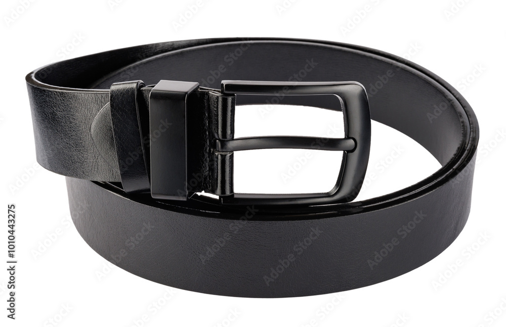 Black leather belt isolated on a white background. Black leather belt isolated on a white background.