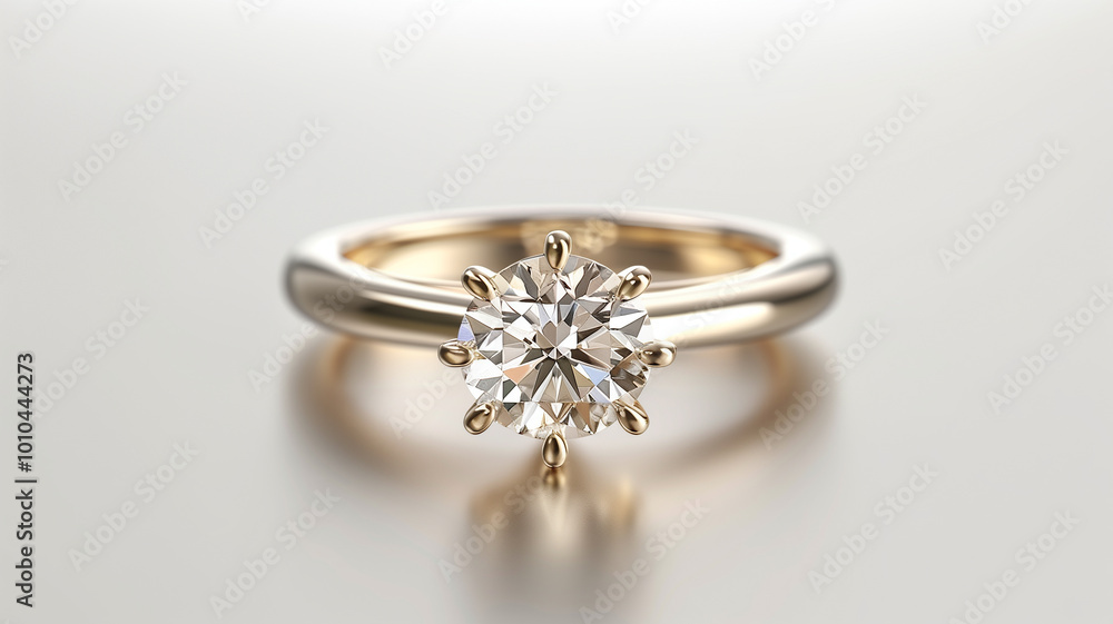 Yellow gold diamond ring on solid background. Yellow gold diamond ring on solid background.