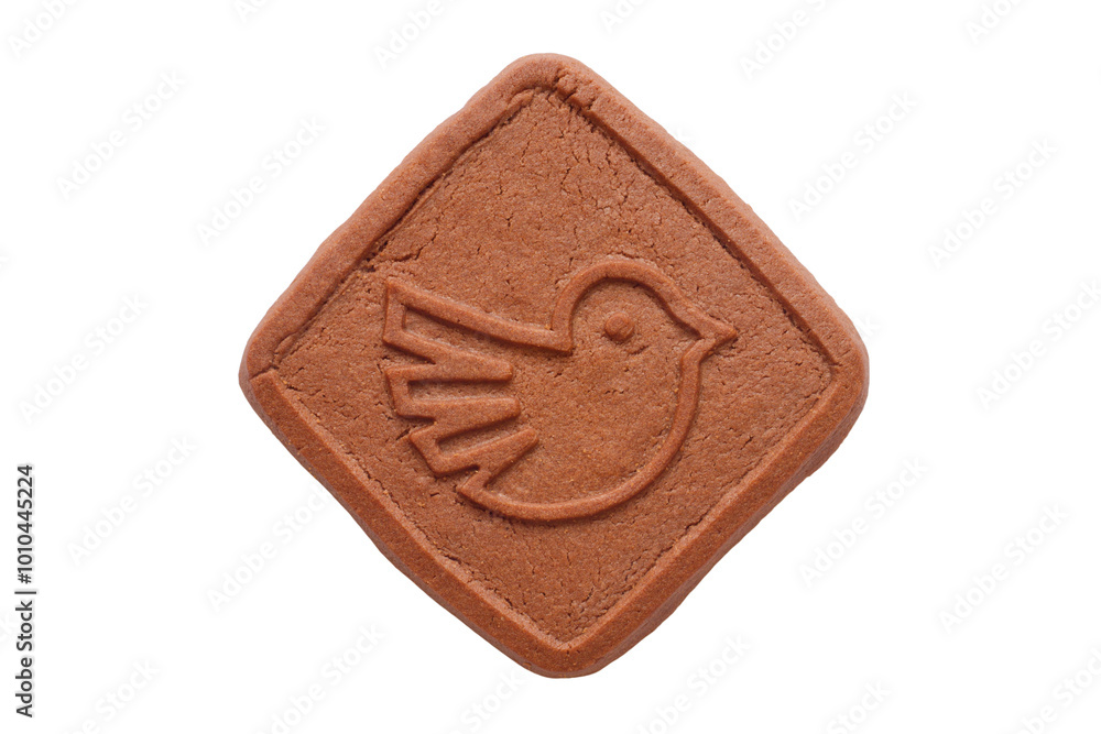 Brown bird cookies isolated on a white background. Close-up of sweet cookies. Brown bird cookies isolated on a white background. Close-up of sweet cookies.