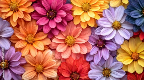 Wallpaper Mural Vibrant Dahlias Blooming in a Rainbow of Colors Torontodigital.ca